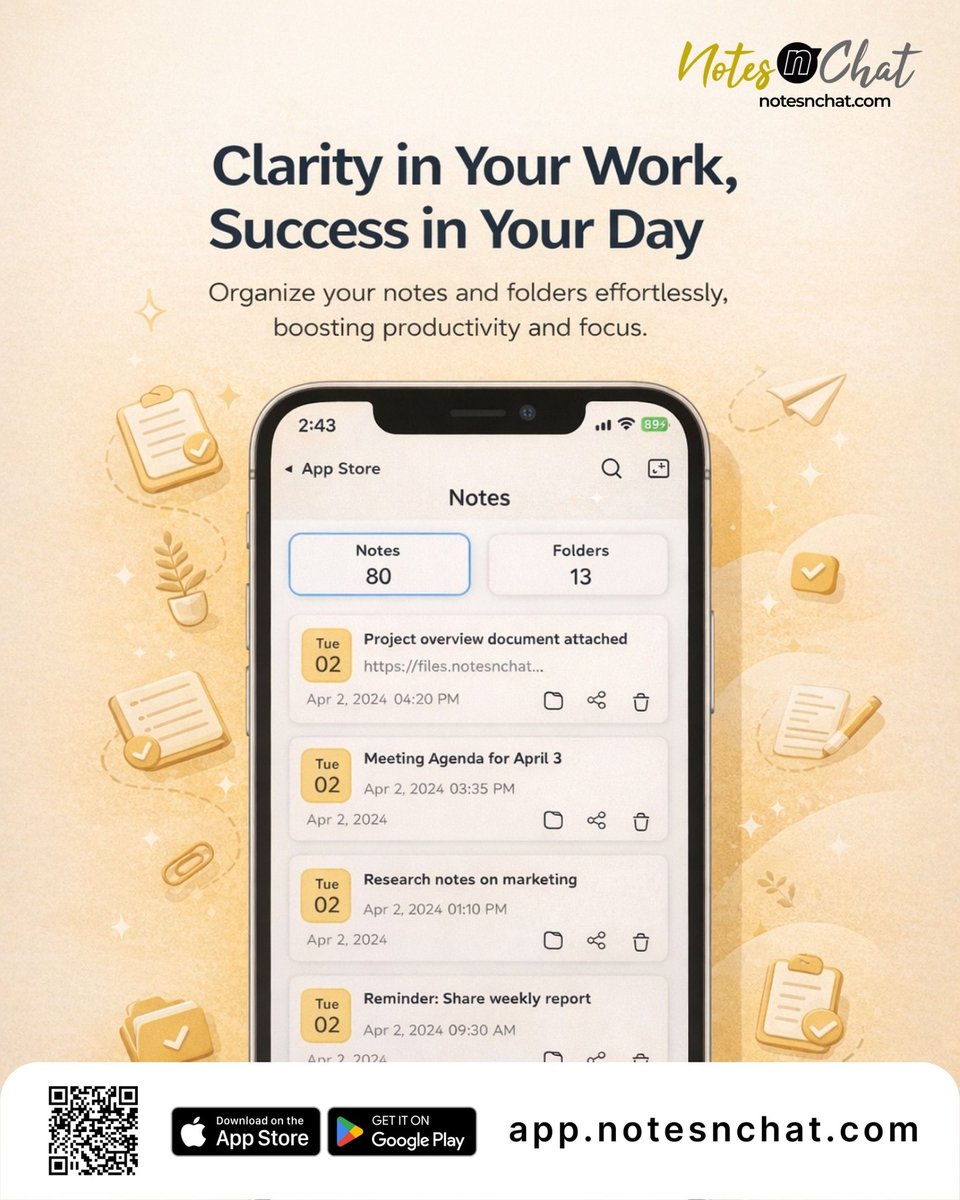 notesnchat's tweet image. Stay focused, plan smarter, and achieve more—one task at a time.

🚀 Click here 👉notesnchat.com 👈 to start organizing your life.

#NotesnChat #ProductivityApp #StayOrganized #DailySuccess #WorkSmart
