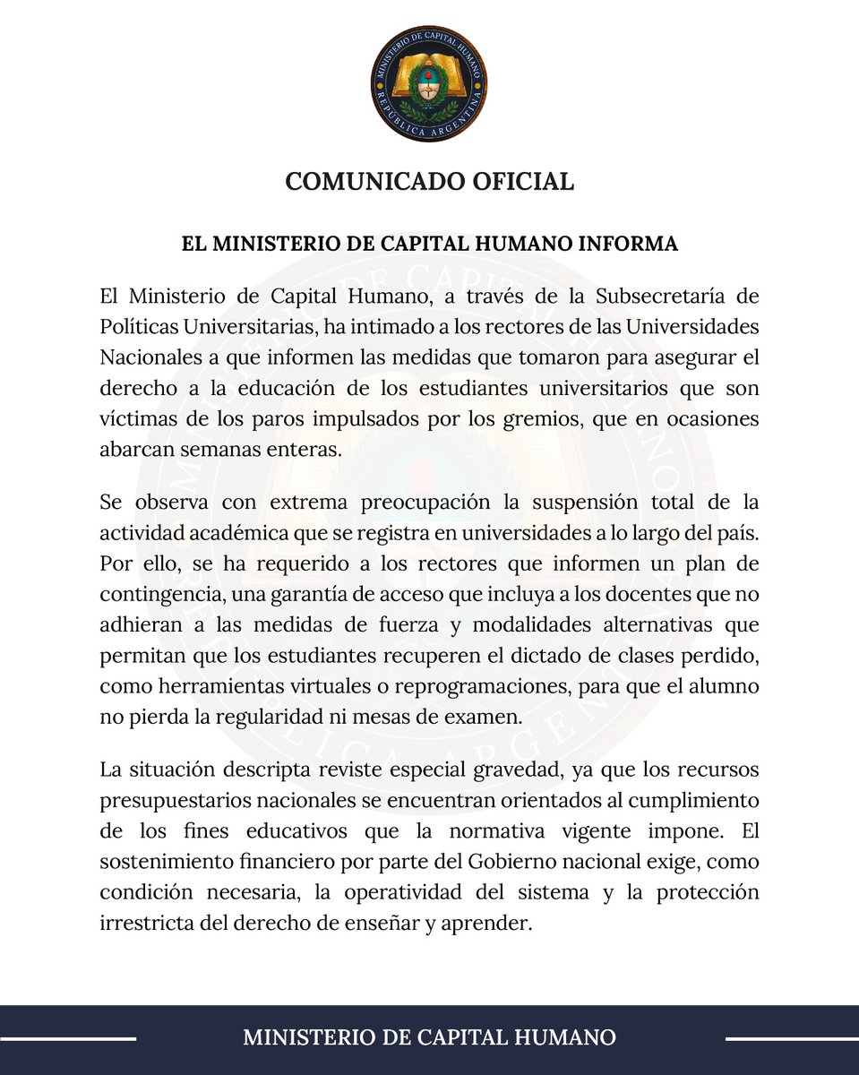 MinCapHum_Ar's tweet photo. Comunicado oficial.

@JMilei https://t.co/RgmcVe588B