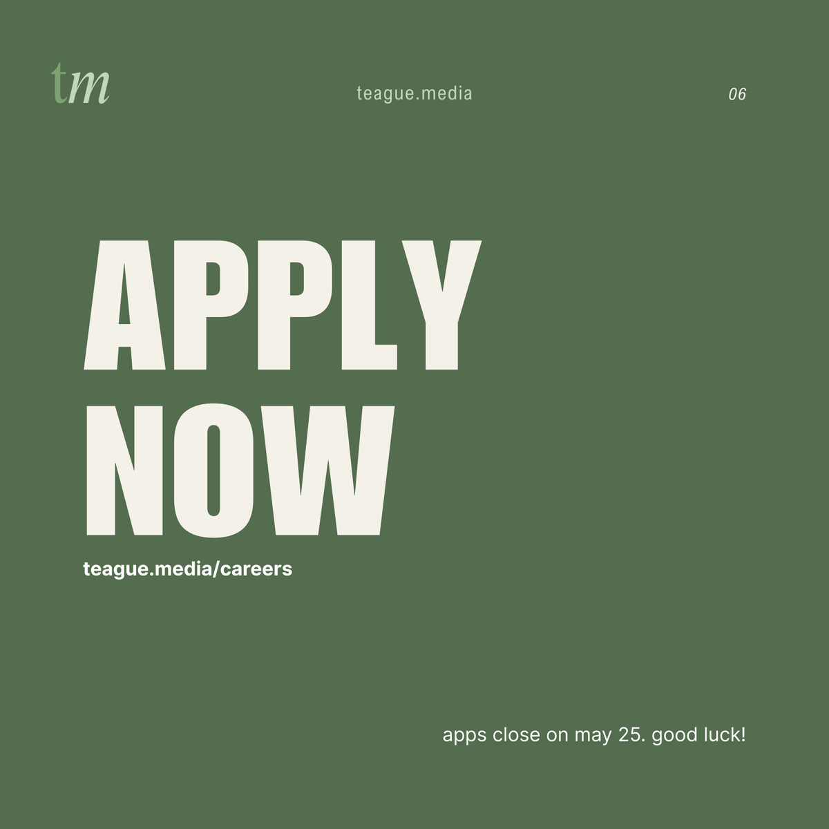 teague_media's tweet photo. apply by may 25 → https://t.co/x39fNRJOIC
we read every application + promise we won't ghost.
if this isn't your fit but you know a creative undergrad who'd kill it, send them this thread <3 https://t.co/uwtN1EKn5s
