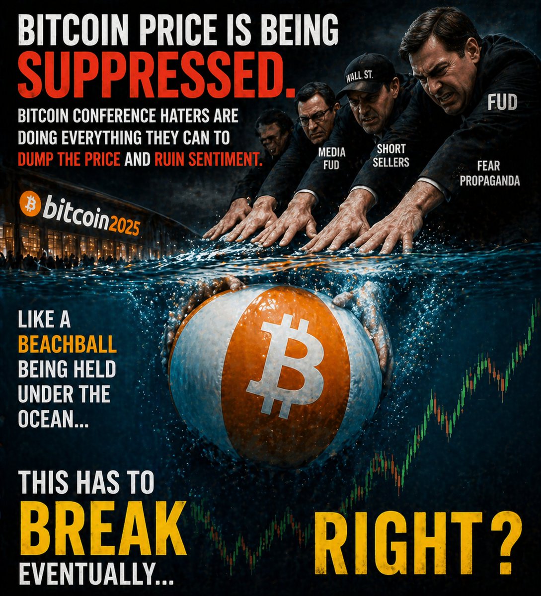 EvelynJoyfc's tweet image. Bitcoin price suppression is real, but like a beachball under water, the pressure is building. Eventually, it's going to break free and explode upwards. 💥 Hold strong, the breakthrough is near! 🚀 #Bitcoin2025 #CryptoFuture #PriceSuppression