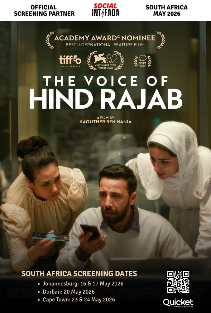 KZNPSF1's tweet photo. Social Intifada is honoured to serve as the official South African partner for The Voice of Hind Rajab Film. 

🎟️*Tickets on sale now:* https://t.co/4sjw8PYfwu (Book via Quicket) https://t.co/djLkDDP9n5
