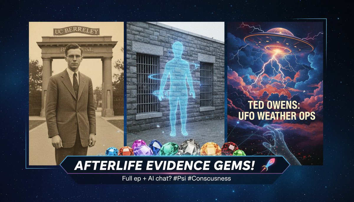 TranscriptedAI's tweet image. Diving deeper into Mishlove's journey: Berkeley's only parapsych PhD, San Quentin soul-shifts, Ted Owens' wild UFO weather ops. Afterlife evidence gems! 🚀 Full ep + AI chat? #Psi #Consciousness

transcripted.ai/episode/whyfil…