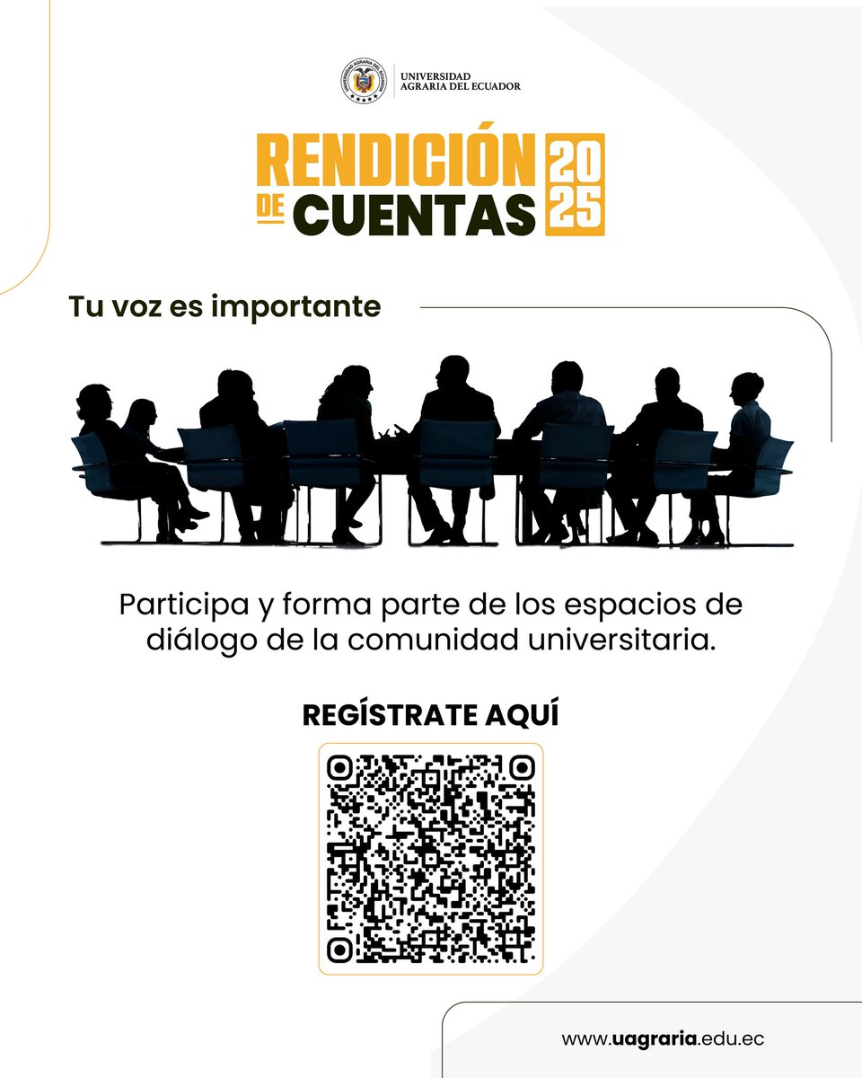 uae_agraria's tweet image. 📊 Sé parte de la Rendición de Cuentas 2025 de la UAE

🙌 Participa en las mesas de trabajo
⏰ Hasta el 28 de abril – 11:30 a.m.

#UAE #Transparencia #Participación @ces_ec