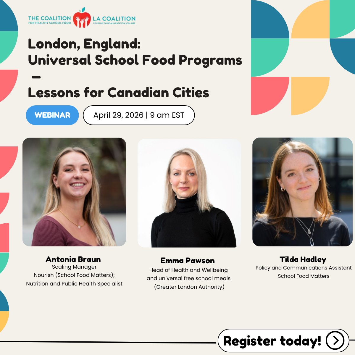 C4HSchoolFood's tweet photo. 🇬🇧 Join us for a conversation on how London expanded universal free school meals across one of the world’s largest cities.

Featuring experts from @sfmtweet and the @LDN_gov .

Register today! https://t.co/To6bXTFEl8

#SchoolFood #HealthySchoolFood #London #Canada https://t.co/IQgI6qsBLX