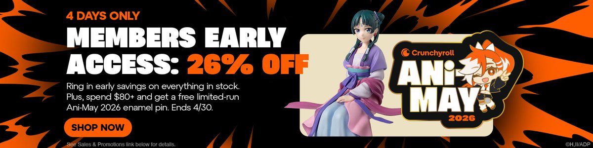 OPMerchandise's tweet image. Ani-May Sale at @ShopCrunchyroll!

Receive 26% off. Spend $80+ for a free limited pin.

• One Piece: sovrn.co/1r0u9du
• All: sovrn.co/dtdeqak

Free shipping on orders $75+

Several highlights below.

#OnePiece 
#Ad