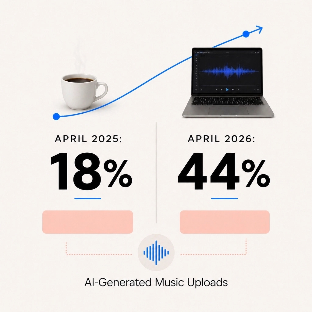 solo_trillion's tweet image. In 2025, 18% of new music was AI. Today? 44%.
AI slop is exploding, we call the trend “Slopulism.”
When creation costs hit zero, venture-scale founders know the only moat left is “Taste.” AIs don’t sleep, but they don’t have soul. 🎵
#Slopulism #AgenticAI #FutureOfWork