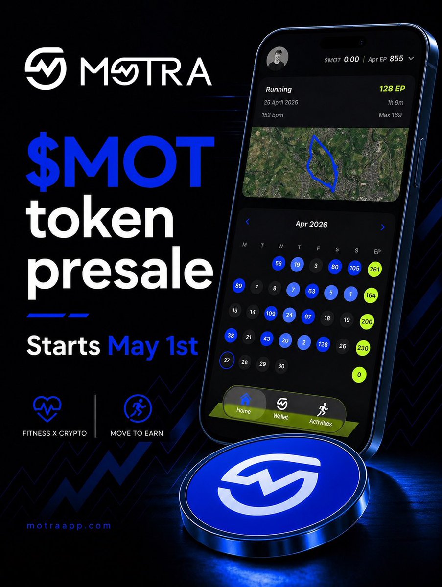 MOTRAAPP's tweet photo. Not steps. Not shortcuts. Verified effort.

MOTRA turns heart-rate-based training into Effort Points, rewarding the work most fitness apps miss.

The $MOT presale starts May 1st.

Built for the people who show up.

#MOTRA #ProofOfEffort #FitnessCrypto #MoveWithMeaning https://t.co/qdGP3a4S64