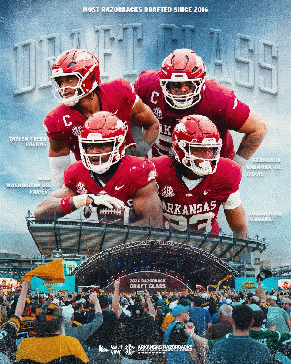 RazorbackFB's tweet image. A draft class for the history books 📖✍️