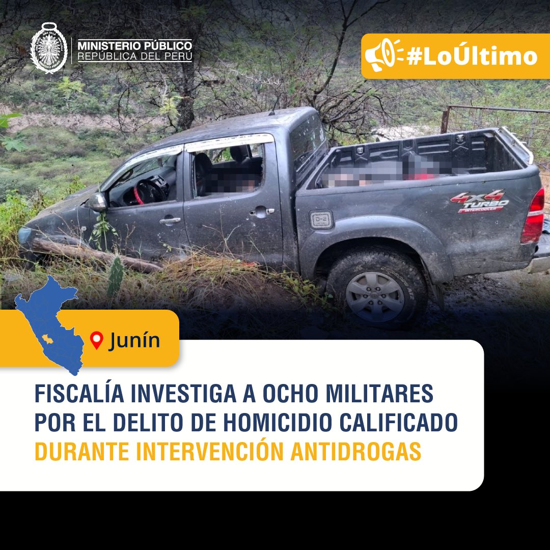 🚨 #LoÚltimo | Fiscalía Penal Corporativa de Tayacaja (Primer Despacho) inició investigación preliminar a ocho militares por el delito de homicidio calificado en agravio de cinco personas en proceso de identificación. Ello, durante una intervención por presunto tráfico ilícito de