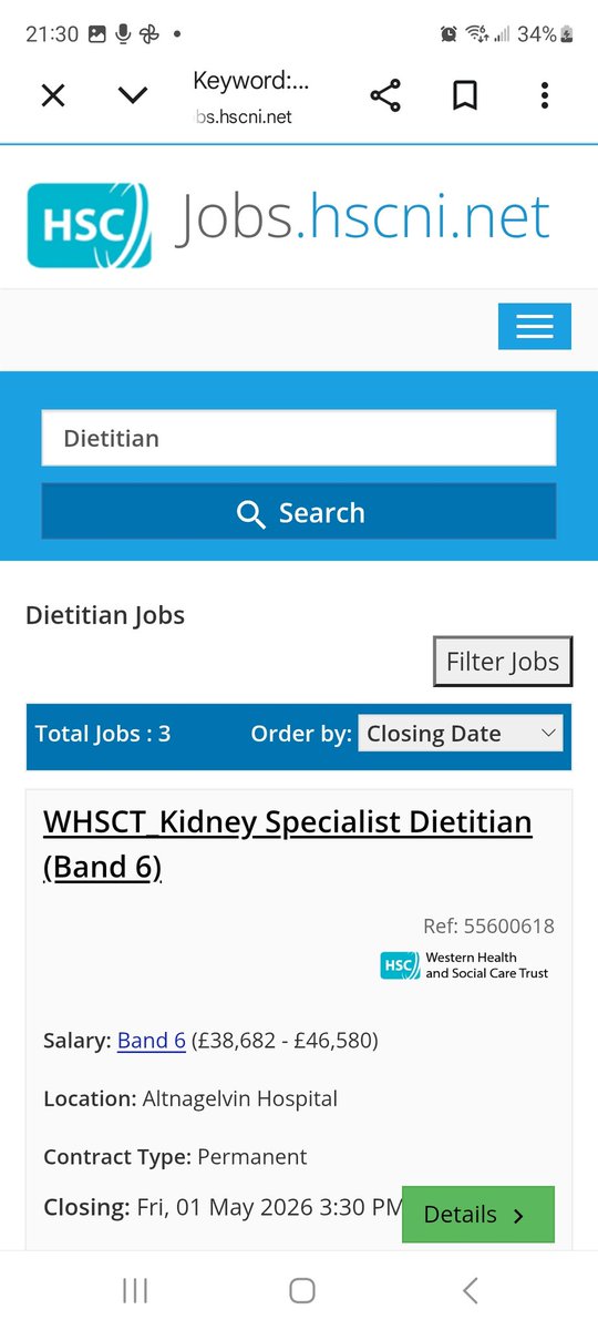 twylamoffitt's tweet photo. An opportunity to join dietetic team in @WesternHSCTrust. Our renal units have received the highest overall score in the  @kidneycareuk @UKKidney patient reported experience measures 2025. #greatplacetowork @bda_kidney @BDANIreland https://t.co/NKeGr2pYQN
