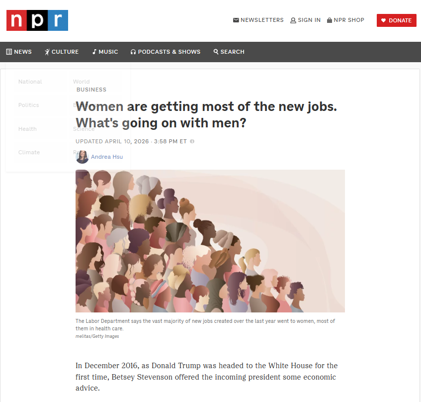 GBTheMAGAlorian's tweet image. You don't say. #Jobs #DEI #Racism #Sexism #Employment #ESG #EEOC #DOJ #CivilRights #Antiwhiteism 

-----
"Of the 369,000 jobs the Labor Department says were created since the start of Trump's second term, nearly all — 348,000 (94.3%) of them — went to women, with only 21,000