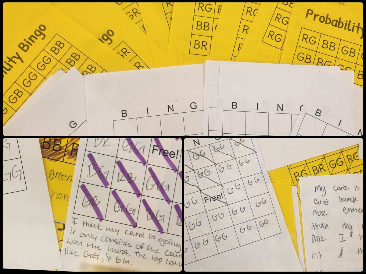 GayleHerrington's tweet image. @mathequalslove , Thanks for sharing Probability Bingo! It was a great review activity that forced students to think about theoretical vs experimental, sample space vs combos, compound probability, &amp;amp; communicating your thinking. #iteachmath #mtbos