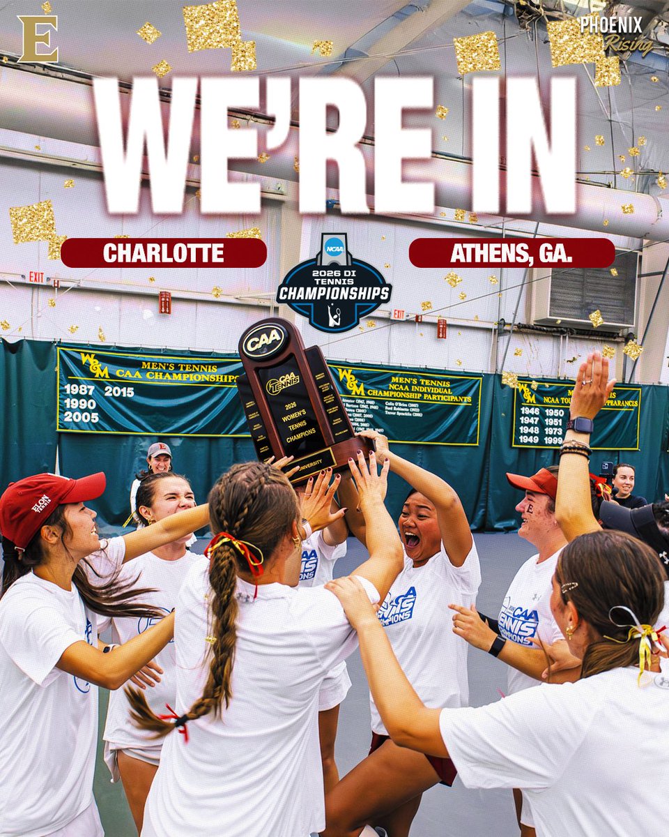 ElonWTennis's tweet image. Ticket punched! 🎟️

We will head to Athens to face Charlotte in the opening round of the NCAA Tournament! 🐦‍🔥

#PhoenixRising | #EUWT