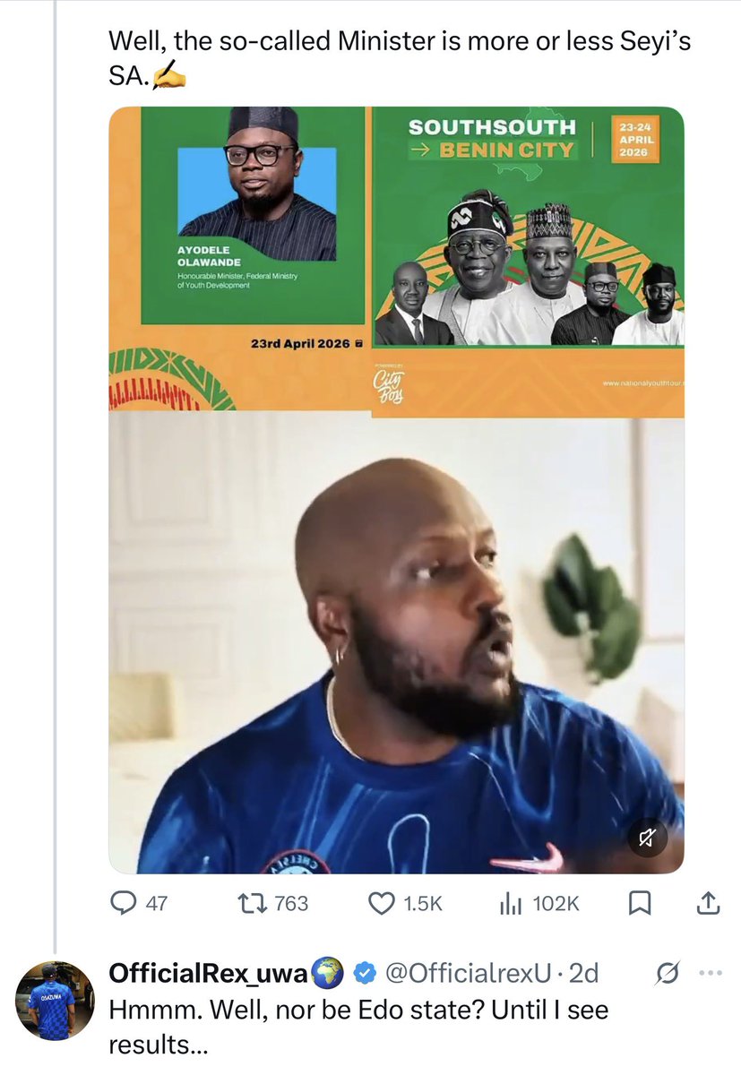 OfficialrexU's tweet photo. @originalproflle I knew they will be disgraced out of Edo state.. smelling city girls movements…. https://t.co/5EGT3nVo1I