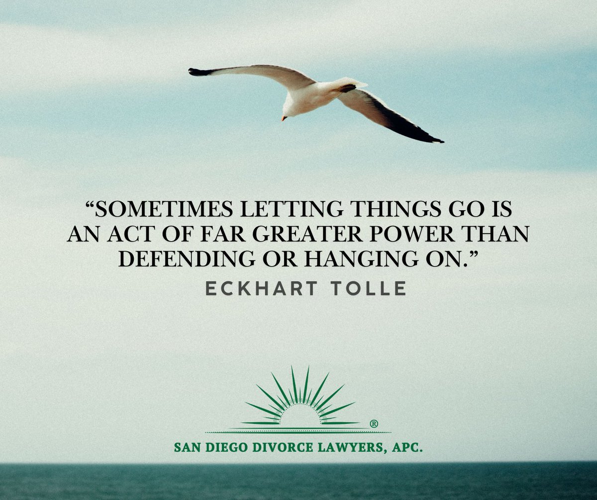 SD_DivorceLaw's tweet image. “Sometimes letting things go is an act of far greater power than defending or hanging on.” - Eckhart Tolle

It's Moving On Monday! A day when we show support to help you look forward &amp;amp; to the future.  

#MondayMotivation #mondaythoughts #MoveOn #qotd