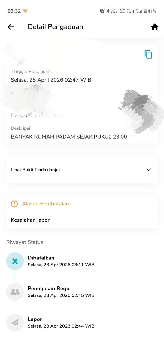 wsthio's tweet photo. @pln_123 malah dibatalin laporannya ya astaga masih mati semua ini listrik rumah https://t.co/io8Cp26CgL