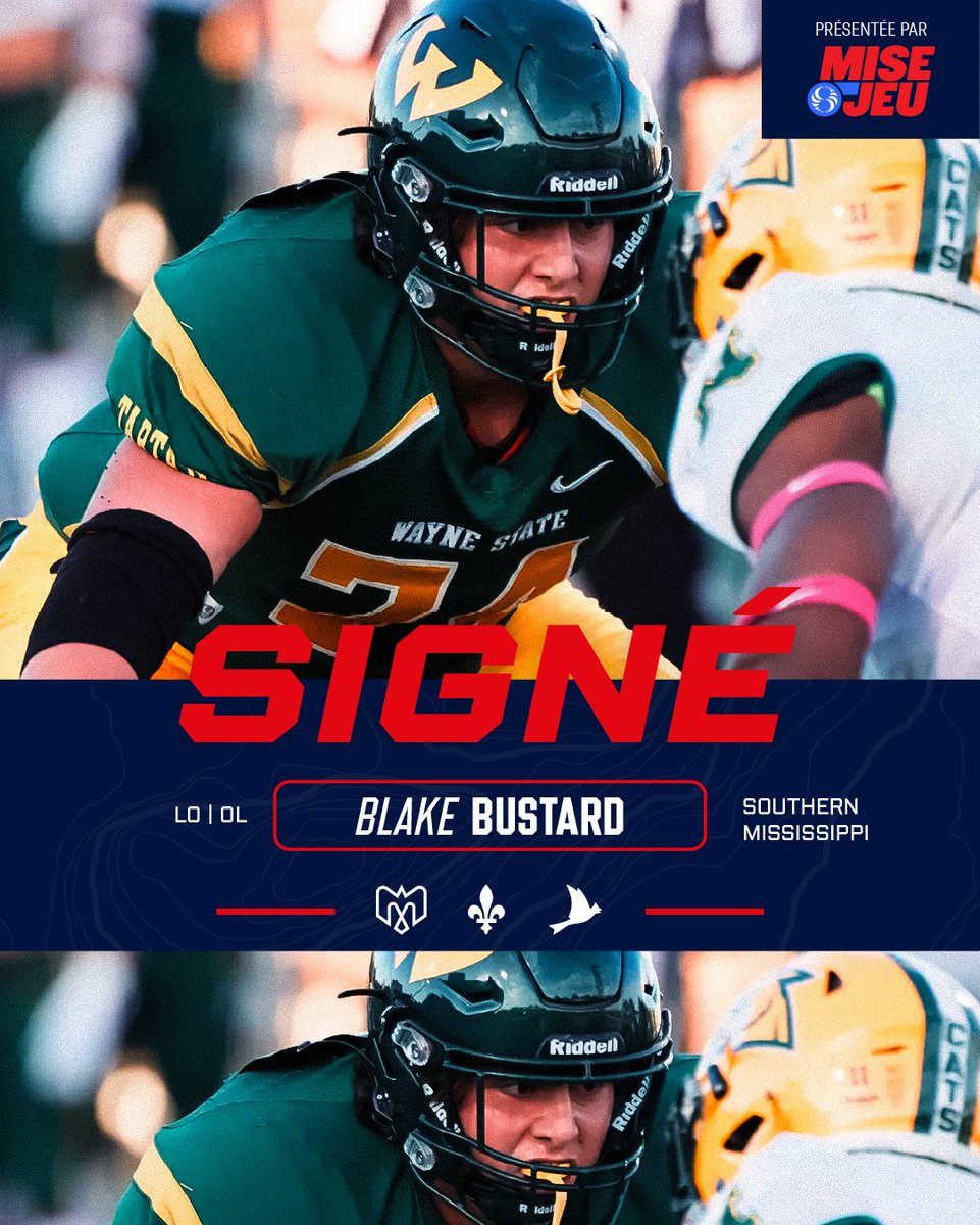 NOUVELLES SIGNATURES!

Nous avons signé le demi défensif Jeffrey Pittman ainsi que le joueur de ligne offensive Blake Bustard 💪

📝 bit.ly/3P6g9qf

#Alouettes | Présenté par <a href="/Miseojeu/">Mise-o-jeu</a>