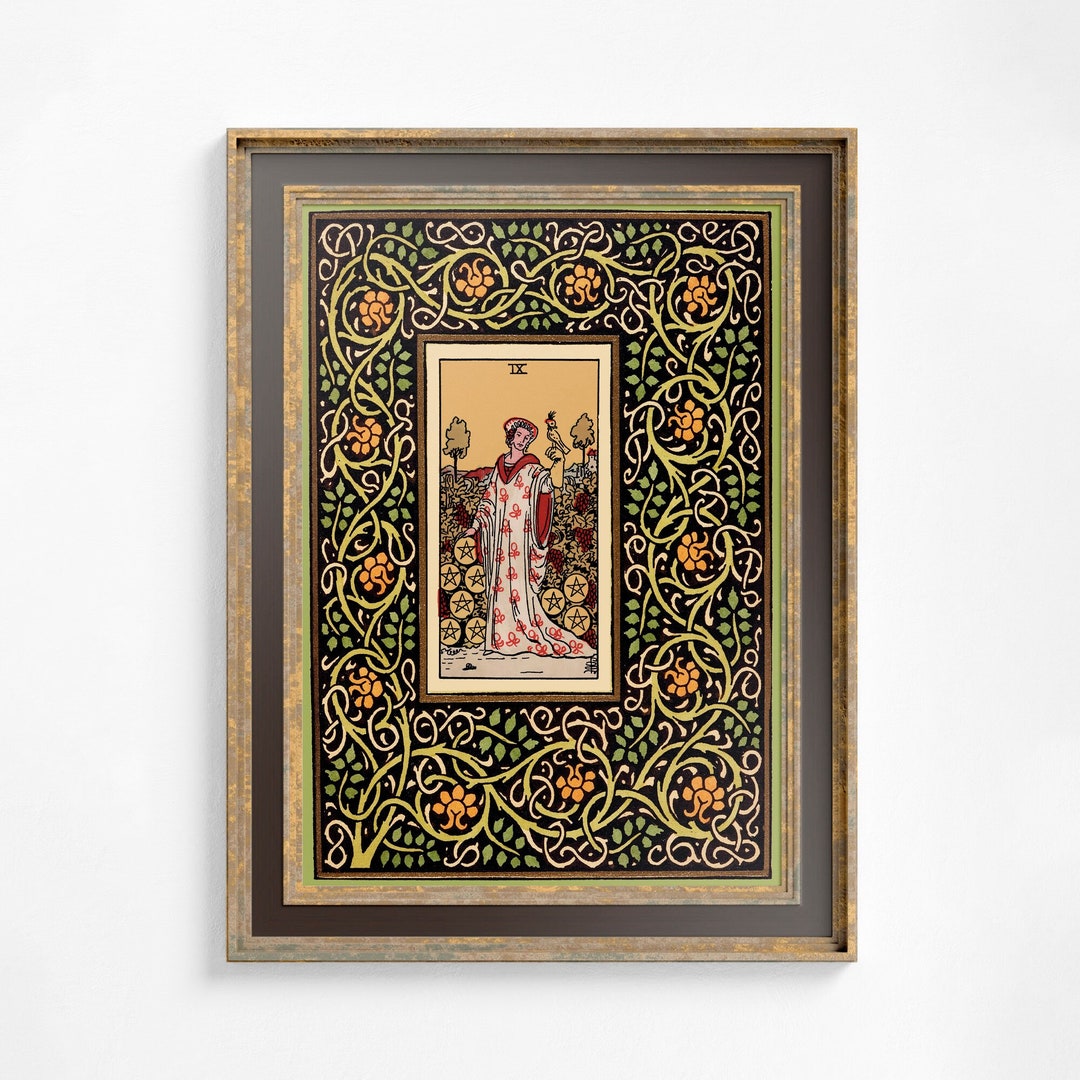 SerenitySpaGift's tweet image. Art Nouveau Tarot Card Print: Nine of Pentacles, Floral Poster by DesignBohemian etsy.com/listing/172277… #ArtNouveau #TarotCards #WallArt #HomeDecor #EtsyFinds