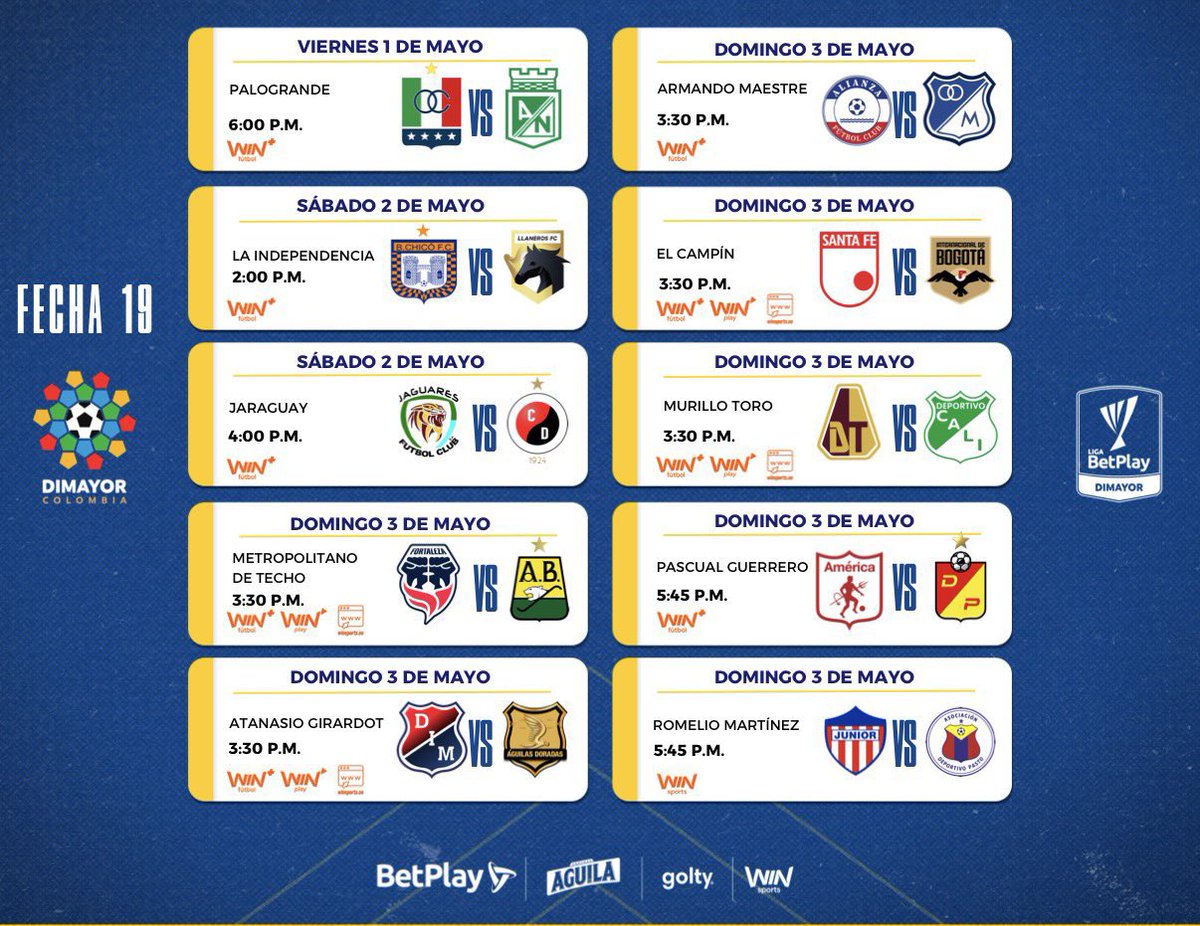 Programación de la última fecha 19 del todo contra todos 1ra Liga BetPlay 2026.
#BandaDeportiva #futbol #fpc