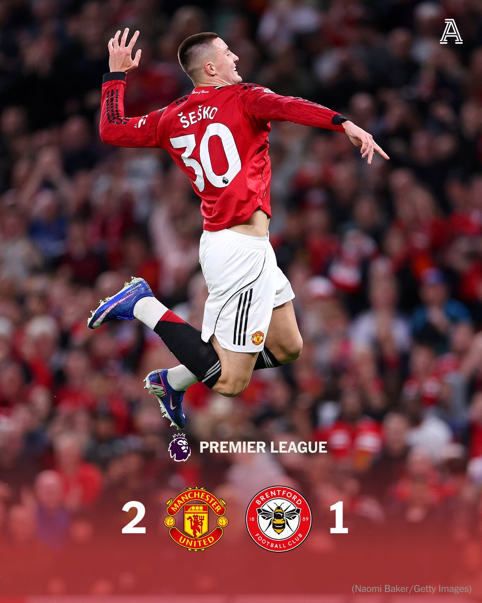 Benjamin Sesko's goal proved decisive as Manchester United edged past Brentford at Old Trafford.

Casemiro opened the scoring but Mathias Jensen's goal ensured a nervy finale.

United have now scored in 22 consecutive Premier League matches -  their longest run since Sir Alex