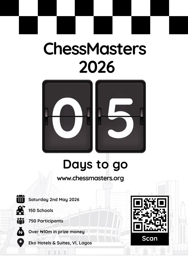 ChessMastersHQ's tweet image. Join us for ChessMasters 2026 - where students develop critical thinking, problem-solving, and decision-making skills through the game of chess.

It’s 5 days to ChessMasters 2026, on Saturday, May 2nd, 2026

#ChessMasters #HistoryOfChess #StrategicThinking #FutureLeaders