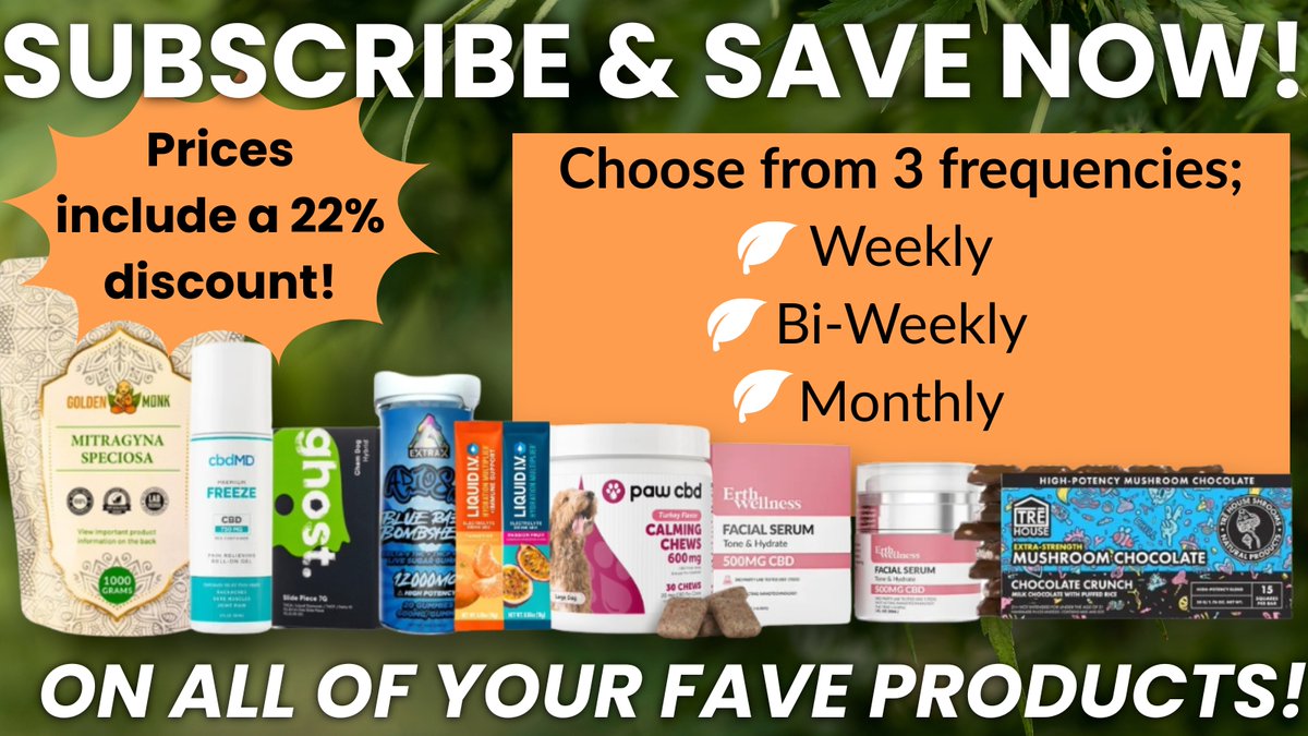 GreenDragonCBD's tweet image. Subscribe &amp;amp; Save is now live 🌿

22% off all products
Choose your delivery frequency
Auto-delivered, no stress

Shop here → thegreendragoncbd.com/?utm_source=TW

#CBD #Wellness #CBDDeals