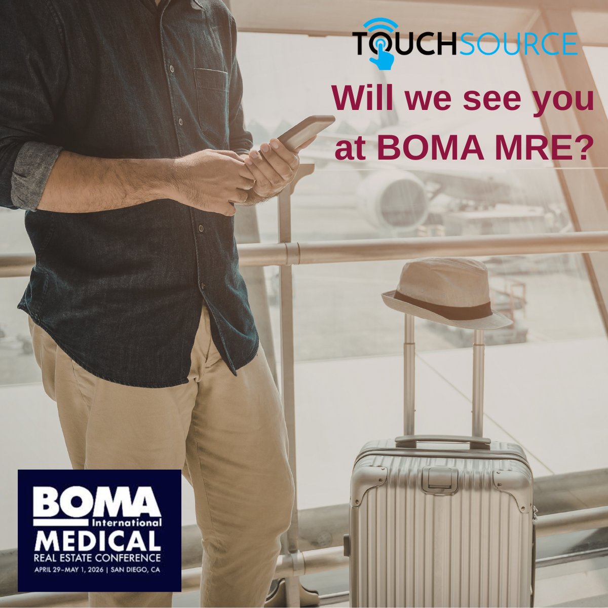 touchsource's tweet photo. Our bags are (almost) packed. We are headed to BOMA MRE this week. Will you be there? 

Let's connect to chat about how digital signage in medical facilities can improve the patient journey, reduce staff workload, and generate revenue. Book a time to meet: https://t.co/HllGZFjfHn https://t.co/YsFolr4xl5
