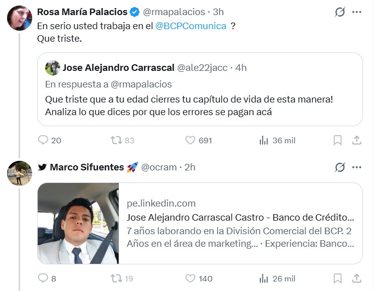 Miren a los mercenarios mediáticos RMP y Sifuentes:
Un peruano emite una opinión alturada contra RMP y saltan a cancelar su carrera. 
Ojalá asciendan a José.
