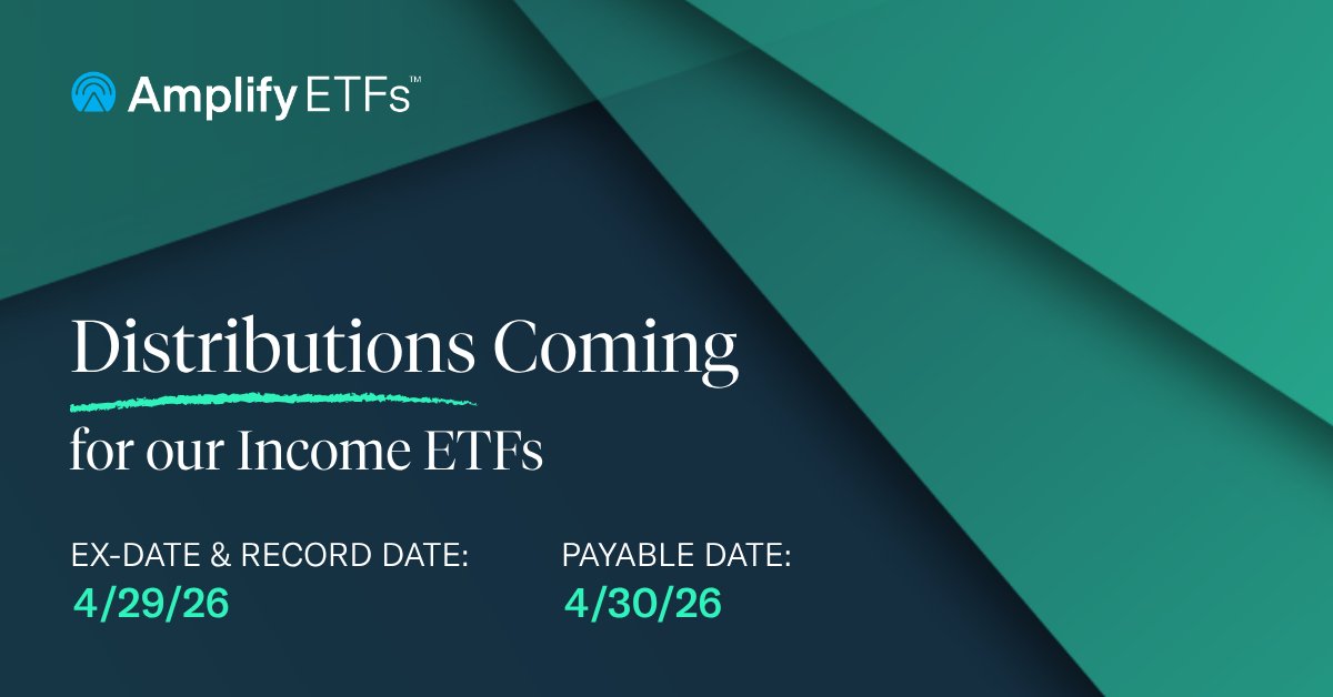 AmplifyETFs's tweet image. Ready for a #distribution? Here are the key dates for our #incomeETFs' distributions this month.
 
Explore our income ETFs: hubs.li/Q04dDCJX0
 
$BAGY $BITY $DIVO $EHY $ETTY $HAKY $HCOW $IDVO $NDIV $QDVO $SLJY $SOFR $SOLM $TLTP $XRPM $YYY 
 
#dividend #ETFs #income