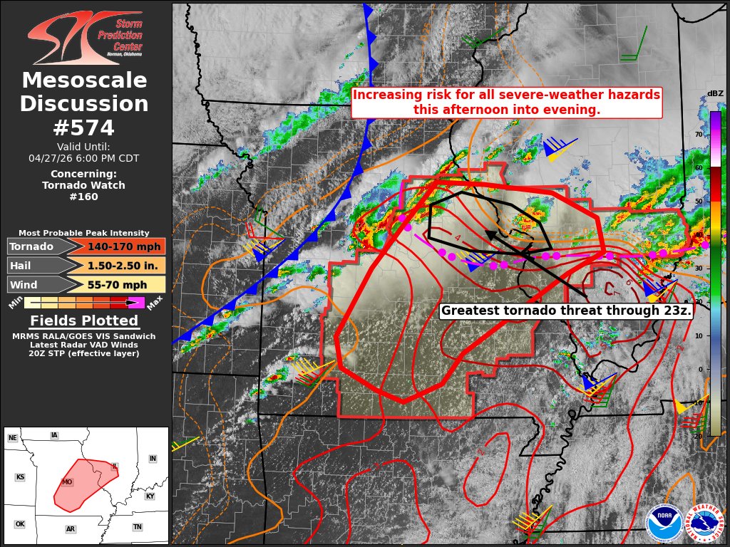 3:56pm CDT #SPC_MD 0574 , #ilwx #mowx, spc.noaa.gov/products/md/md…