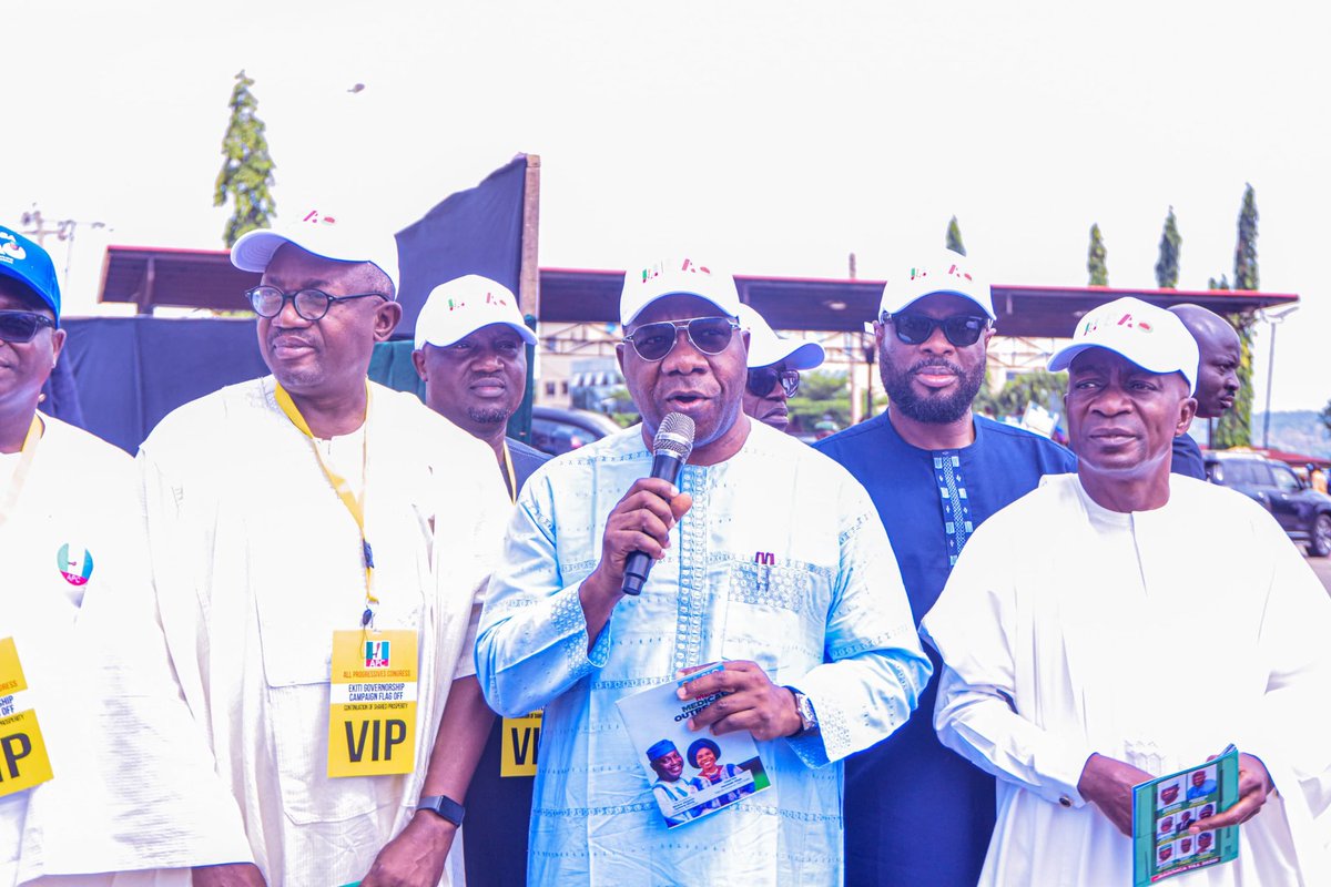 mob_sen_leader's tweet photo. Today, I attended the official flag-off of the Governorship Election Campaign of Governor Biodun Abayomi Oyebanji held at the Ekiti Parapo Pavilion in Ado Ekiti. The outing was indeed encouraging and symbolic of the electoral victory that we envisage on June 20th, 2026 guber election.

In my remarks as the Chairman State Campaign Council, I thanked all the national leaders of our party who graced today's declaration and reassured that no stone will be left unturned in achieving the task ahead of us. 

The success of this Governorship Election will be a precursor to the victory for All Progressives Congress (APC) offices in Ekiti during the coming general election.