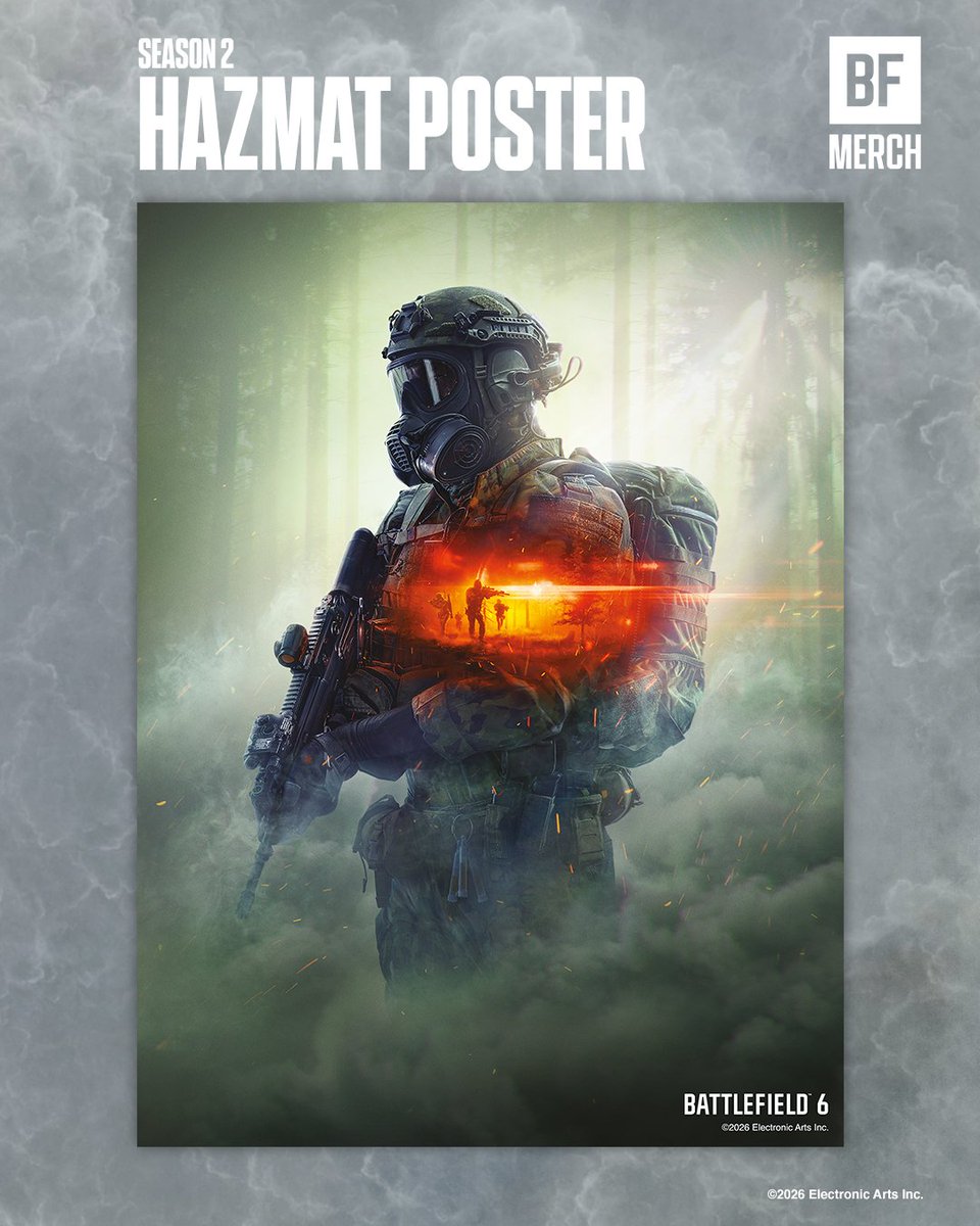 BF_Merch's tweet photo. Secure the perimeter of your setup. The Season 2 Limited Drop poster is here to redefine your front lines.

🛒 Shop now: https://t.co/G3nGJwwkJj

#BattlefieldMerch 💥 https://t.co/NLbdgW5pco