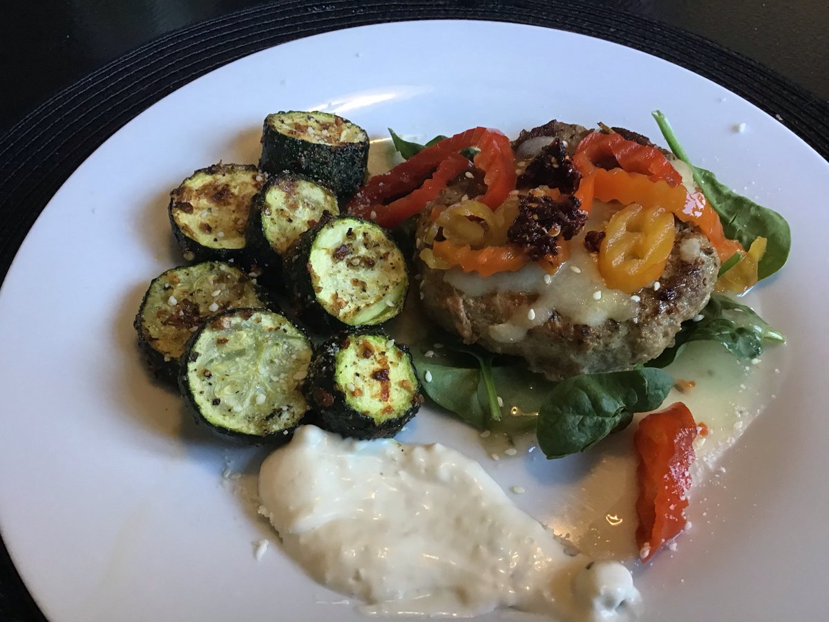 🛎Order Up: Turkey Burger with Air Fried Zucchini.