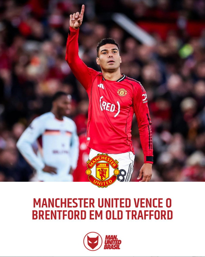 ManUtdBR's tweet image. VITÓRIA DO UNITED! 🔥

Jogando em Old Trafford, o Manchester United venceu o Brentford por 2x1 pela Premier League.

Os gols do Manchester United no jogo foram marcados por Casemiro e Benjamin Sesko.

#MUFC #ManchesterUnited #ManUtdBR #ManUtd
