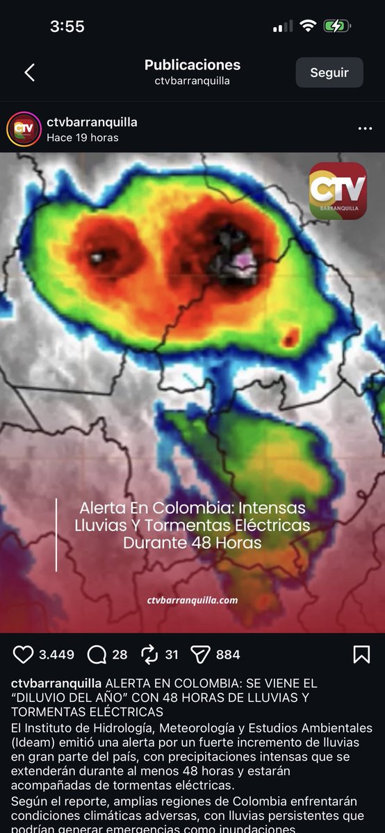 _iclima's tweet photo. Ante la circulación de múltiples mensajes que hablan de “48 horas de lluvia continua” e incluso de un supuesto “evento del año”, iClima aclara de manera resumida que esta información es FALSA ❌.

@IDEAMColombia no ha emitido ninguna alerta oficial relacionada con 48 horas de lluvias extremas en Colombia.

Si bien es cierto que en los próximos días —especialmente entre mañana y el miércoles, así como el sábado y domingo— podrían incrementarse las lluvias (algo típico del inicio de la primera temporada lluviosa en el país), es completamente falso que exista una alerta nacional por eventos extremos generalizados.

Se recomienda a la ciudadanía informarse únicamente a través de fuentes oficiales y evitar difundir información no verificada.