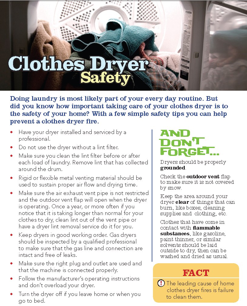 BrightonTwp's tweet photo. Doing laundry is most likely part of your every day routine. But did you know how important taking care of your clothes dryer is to the safety of your home? With a few simple safety tips you can help prevent a clothes dryer fire.
Courtesy of the National Fire Protection Association, the leading information and knowledge resource on fire, electrical and related hazards. https://t.co/Y8Qeta2dHS