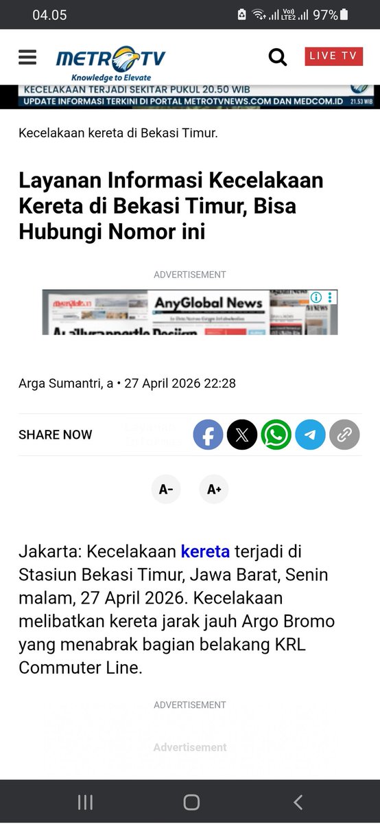 jff_28's tweet photo. @greenpurple_mw @KAI121 Whatsapp info kecelakaan di Stasiun Bekasi Timur 0811-2223-3121 https://t.co/csIUKhOKkv