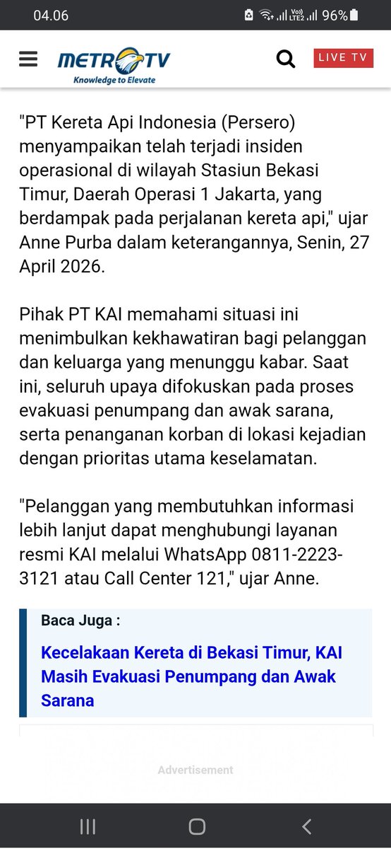 jff_28's tweet photo. @greenpurple_mw @KAI121 Whatsapp info kecelakaan di Stasiun Bekasi Timur 0811-2223-3121 https://t.co/csIUKhOKkv
