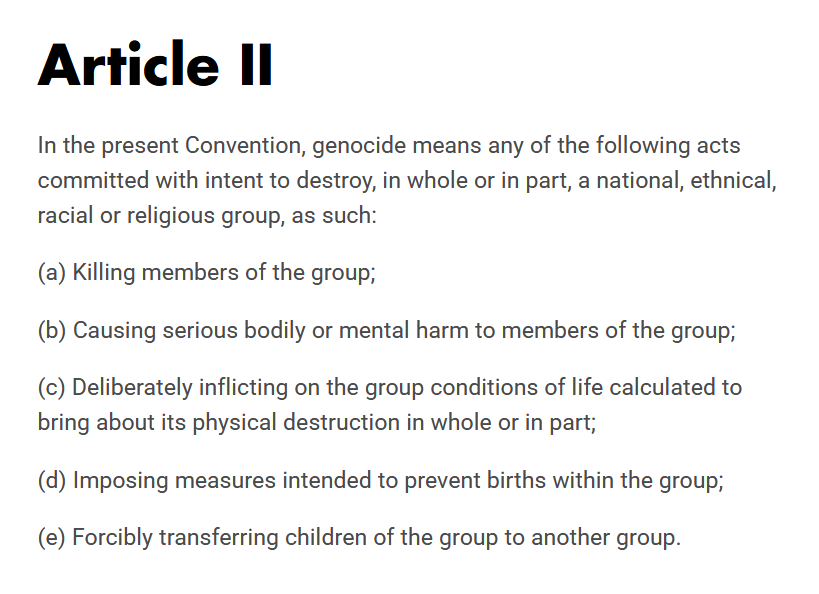 TipcornK's tweet photo. @MellingerBarry @jeremycorbyn The guy who created the word, Raphael Lemkin, thought this construction by the UN describing what genocide is was too lax and let genocides slip through. The people you accuse of misusing the term are using this technical definition from the UN. https://t.co/2vKg3QsxmE