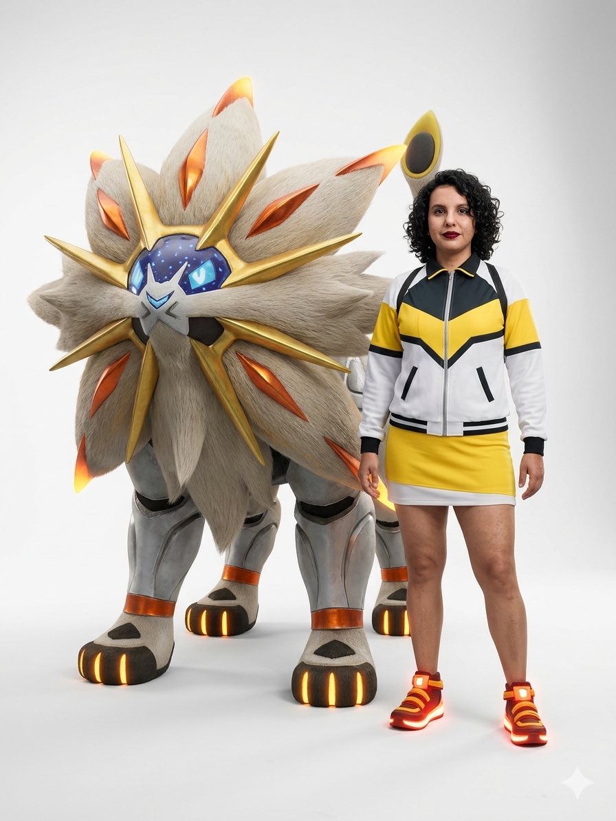 IsaSay20's tweet image. No pude resistir ver que tal me quedaría el atuendo de mi avatar en #PokemonGo  y junto a mi compañero , #Solgaleo 
No quedó nada mal 🥰
#Gemini #IA #PoGO