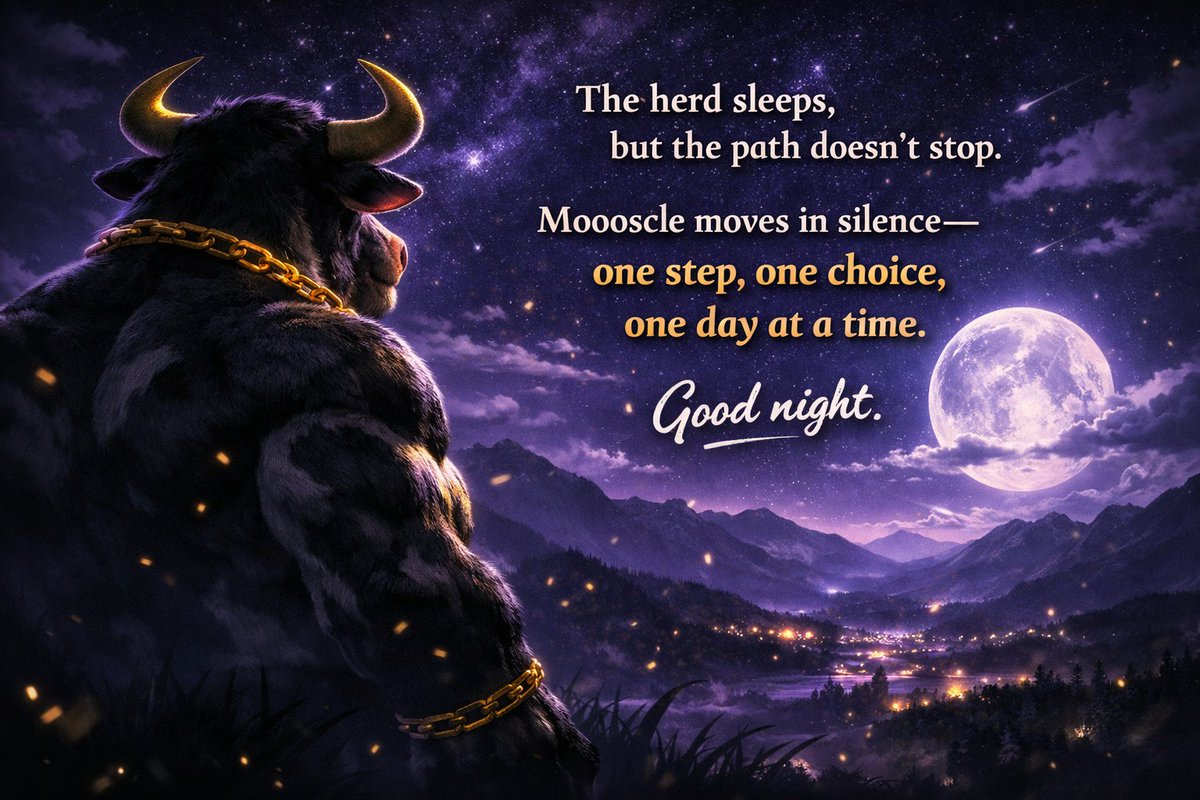 moooscle's tweet photo. The herd sleeps, but the path doesn’t stop. #Moooscle moves in silence — one step, one choice, one day at a time.Good night. Strength grows in the dark.
.
#NightThoughts #CalmStrength #MSCL #CryptoCommunity https://t.co/izjDwCexr4
