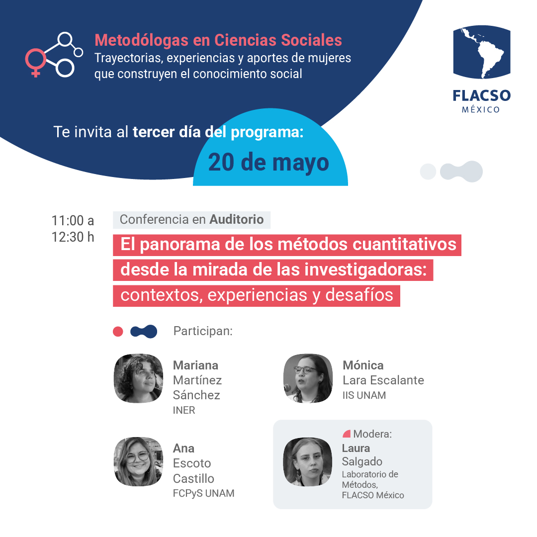 FlacsoMx's tweet photo. El Laboratorio de Métodos (#LabdeM) de la #FLACSOMéxico te invita al ciclo “Metodólogas en ciencias sociales. Trayectorias, experiencias y aportes de #mujeres que construyen el conocimiento social”. https://t.co/GZASgDgLYD