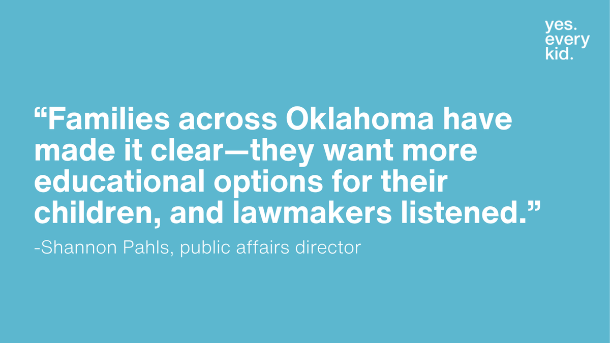 yes_everykid's tweet photo. Today, Oklahoma lawmakers passed legislation to expand the Parental Choice Tax Credit to empower more Oklahoma families to choose the school that works for them. 

https://t.co/6TIMll5pLz https://t.co/Ot67OZd0Be