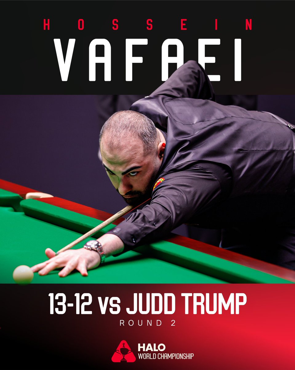 VAFAEI KNOCKS OUT THE WORLD NUMBER ONE! 🤯

The Prince of Persia reaches his first ever Crucible quarter-final, beating Judd Trump in a decider.

#WorldChampionship