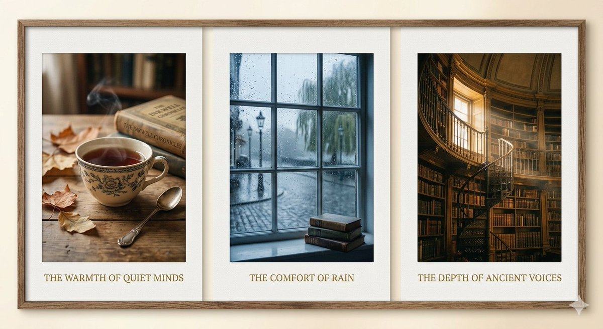 Anthony_St_John's tweet image. Every chapter needs the right atmosphere to breathe. For me, the "soul" of a story is found in the steam of a morning cup, the rhythm of rain on glass, and the weight of history in a silent library.

​#WritingCommunity #AuthorLife #BookLovers