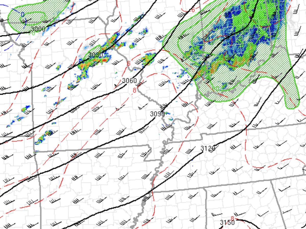 ChrisJacksonSC's tweet image. Might be a bit of a short term issue in the boot heel and Mid-Mississippi Valley. Acars sounding from Memphis has 700mb temp @ 10C. Mesoanalysis has 8C. 

This 2 degree difference will take time and something to lift it out/cool the column. Ahem front…