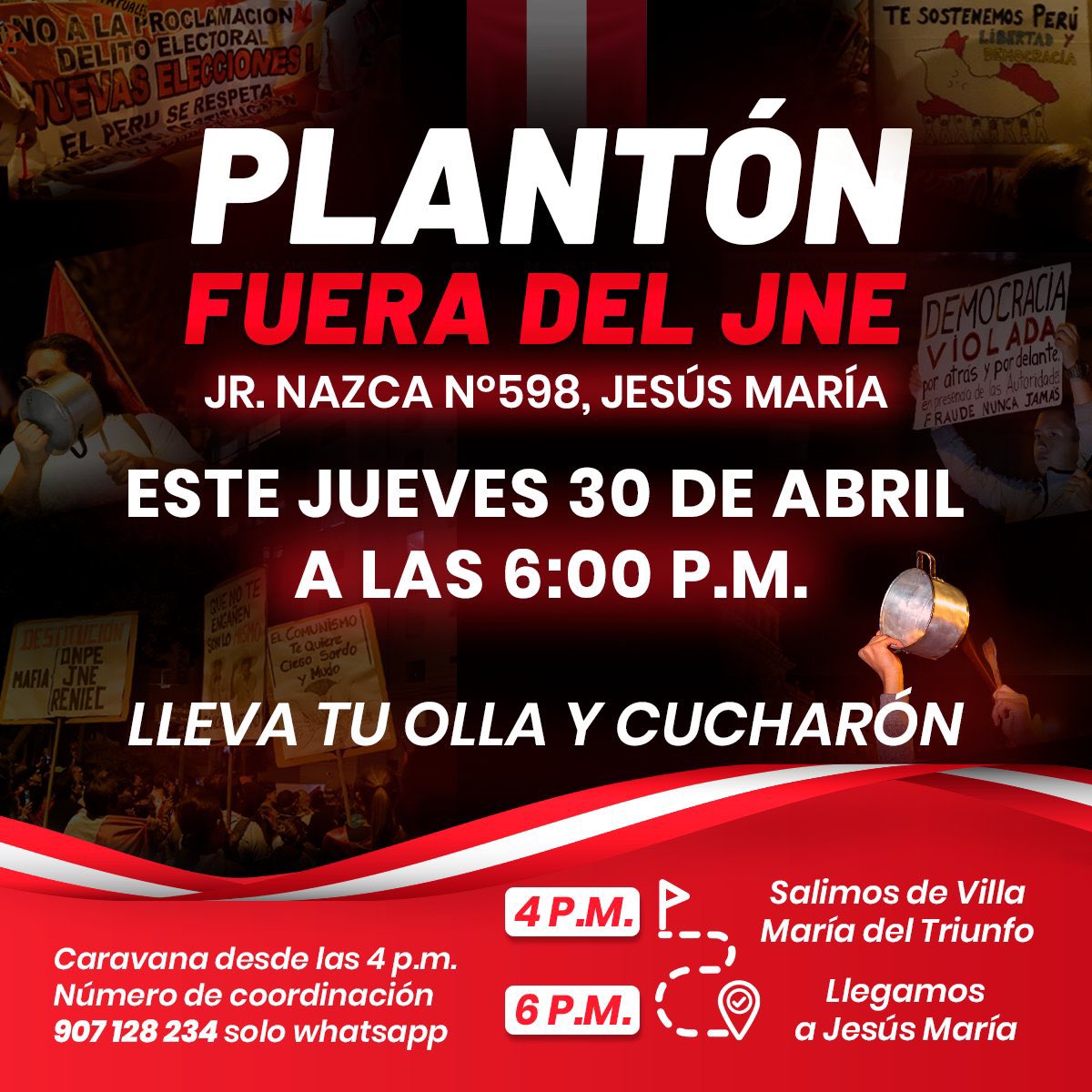 📢 ‼️EL PERÚ NO SE VENDE, EL PERÚ SE DEFIENDE‼️🇵🇪
Intentan amordazarnos, censurar nuestra indignación y robarnos la esperanza, pero el rugido de un pueblo despierto es más fuerte que cualquier mafia. No es solo un voto, ¡es tu libertad, es tu familia, es tu país!
✊ ¡QUE RETUMBEN