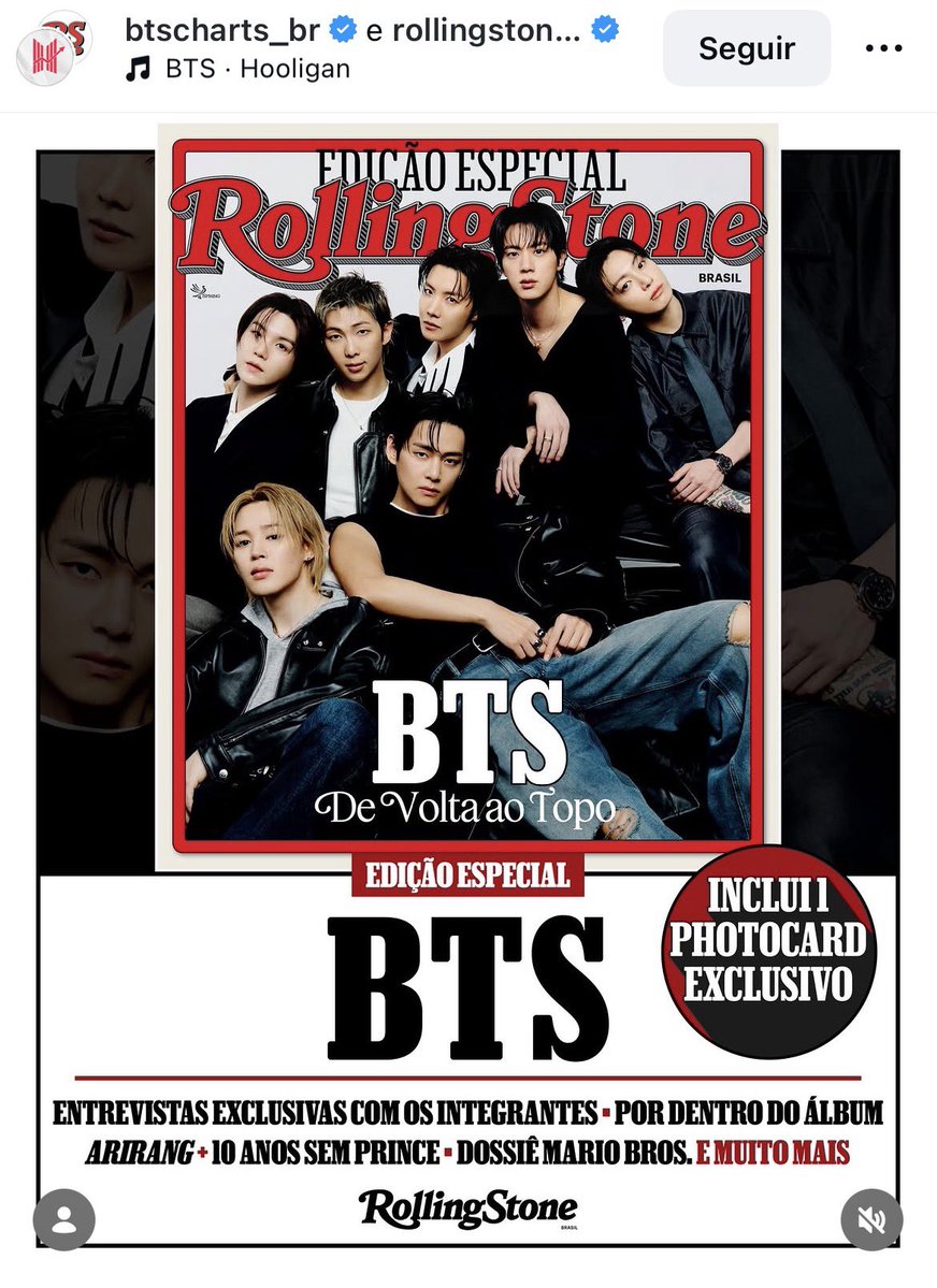 VAI TER VERSÃO SA ROLLING STONE BRASIL COM O BTS IMPRESSA. SOCORRO