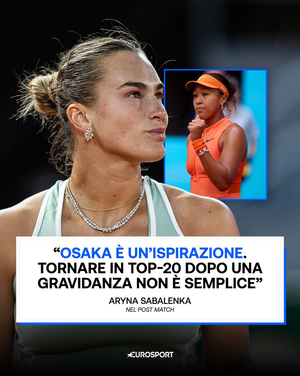 Eurosport_IT's tweet image. Tutta l'ammirazione di Aryna Sabalenka per Naomi Osaka ❤️

"Ci dà a tutte noi la speranza che possiamo avere un bambino e possiamo tornare e giocare ancora a quel livello di tennis. È pazzesca" 🥹

#Tennis #WTA #MMOPEN #Sabalenka #Osaka