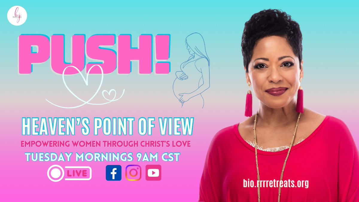 Bjministries_'s tweet photo. ⏰ I’m looking forward to tomorrow’s program, “Push,” on Heaven’s Point of View! I’ll be sharing about the birthing process—something powerful you won’t want to miss. Join us live at 9 a.m. CST on Facebook, Instagram, YouTube, or the new RRR Retreats App. See you there! #bjpons https://t.co/MtYePRqFPN